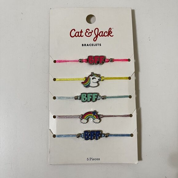 Cat & Jack BFF Unicorn Rainbow Friendship Bracelets Set of 5 NEW - Picture 1 of 3